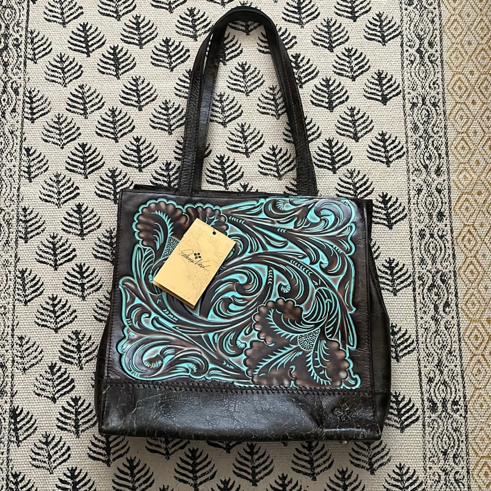 Patricia Nash Tooled Leather Turquoise Tote NWT